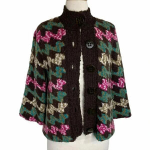 Liz Claiborne SP brown/multi Lined‎ vintage cardigan